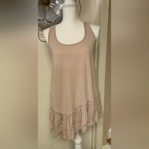 Umgee NWT Blush Beige Ruffle-Hem Tank